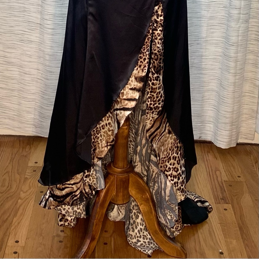 Alyce Designs Black and Brown with Leopard Print Asymmetrical Dress - Picture 7 of 15